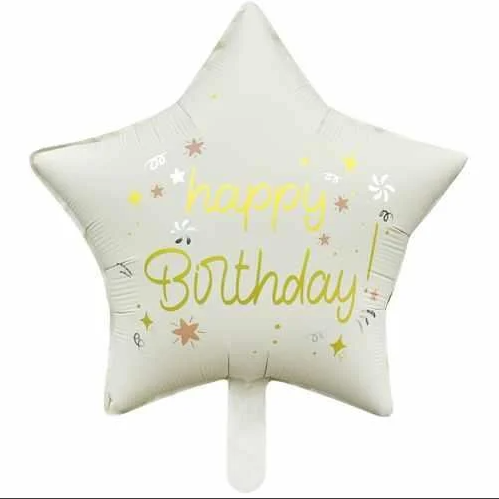 Yıldız Happy Birthday Krem Folyo Balon 18 İNC